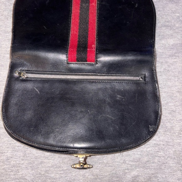 Gucci Sherry Line Horsebit Pouch Navy Leather Vintage Used - Picture 5 of 6